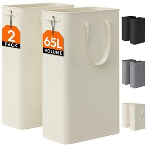 2 Pack Slim Laundry Hamper, Collapsible Narrow Laundry Basket, Small